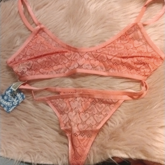 NWT Free People Intimately Kelly Bra and Panty Set in Pink Ruby - Picture 3 of 6